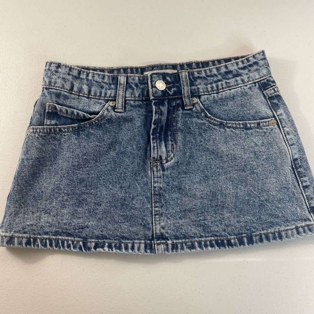 Y2K Love Soho Denim Mini Skirt Bow Back Pockets XS